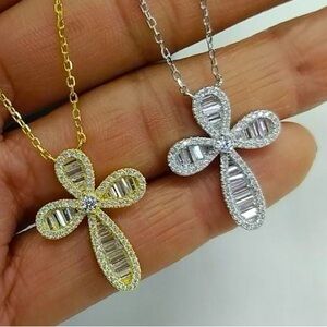 Sterling silver cross- silver and gold
